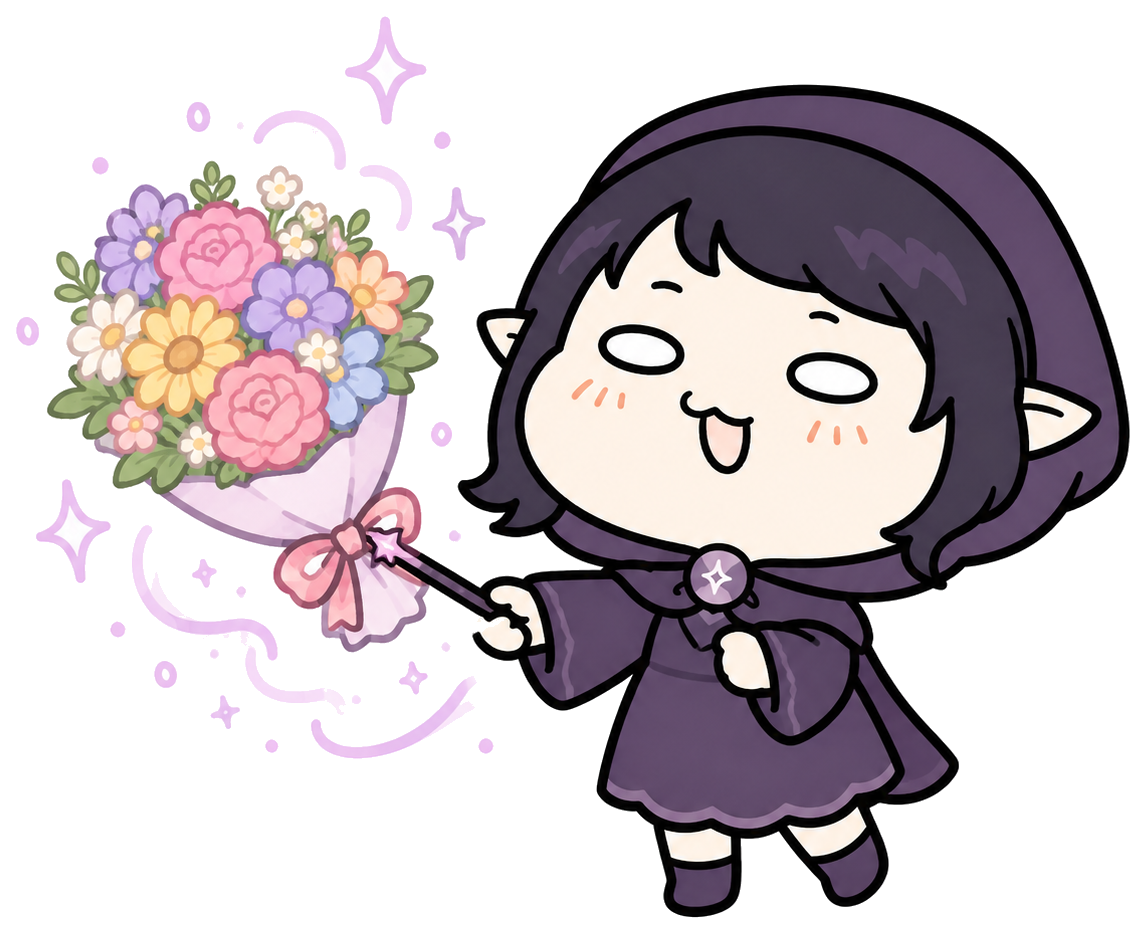 花束を持つMendoiちゃん