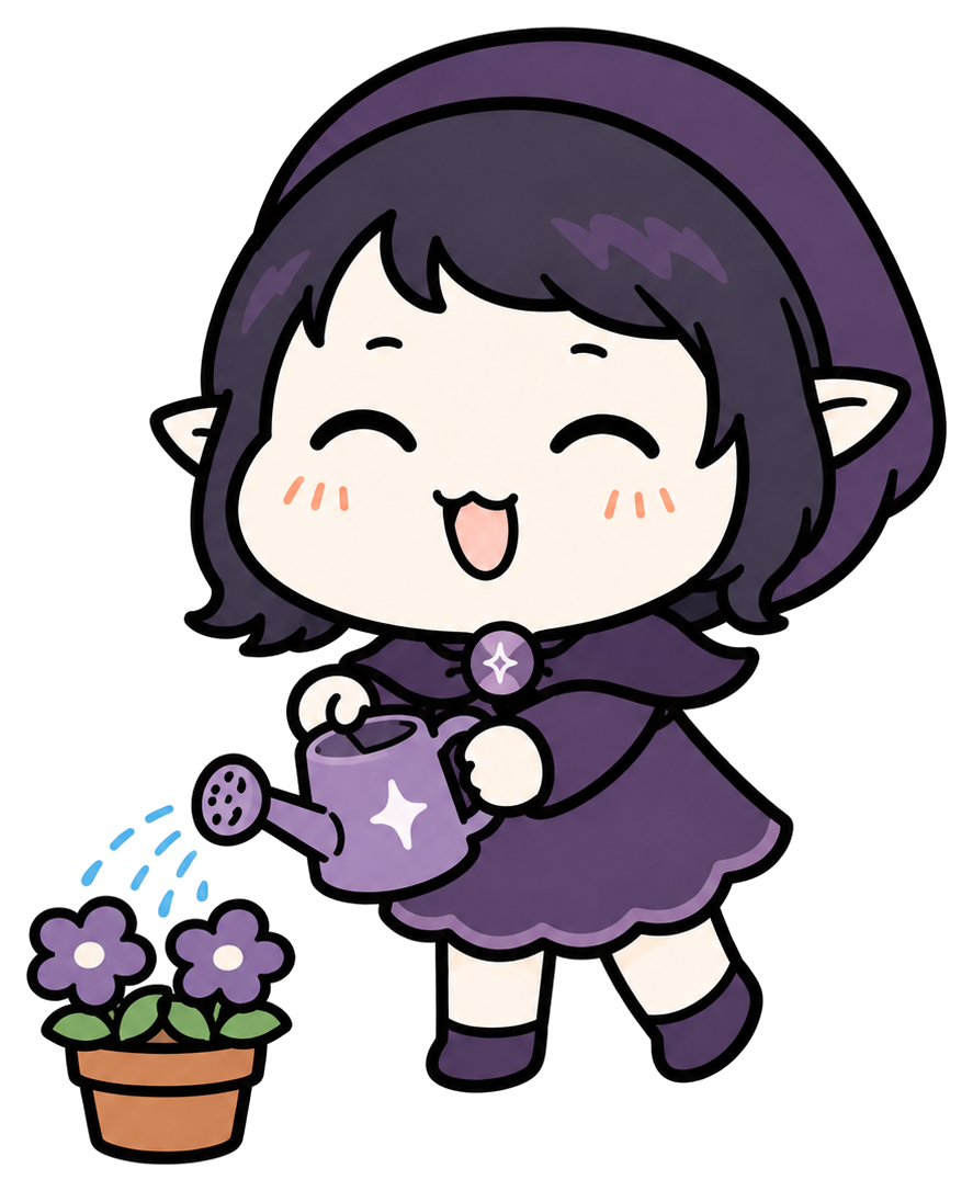水やりをするMendoiちゃん